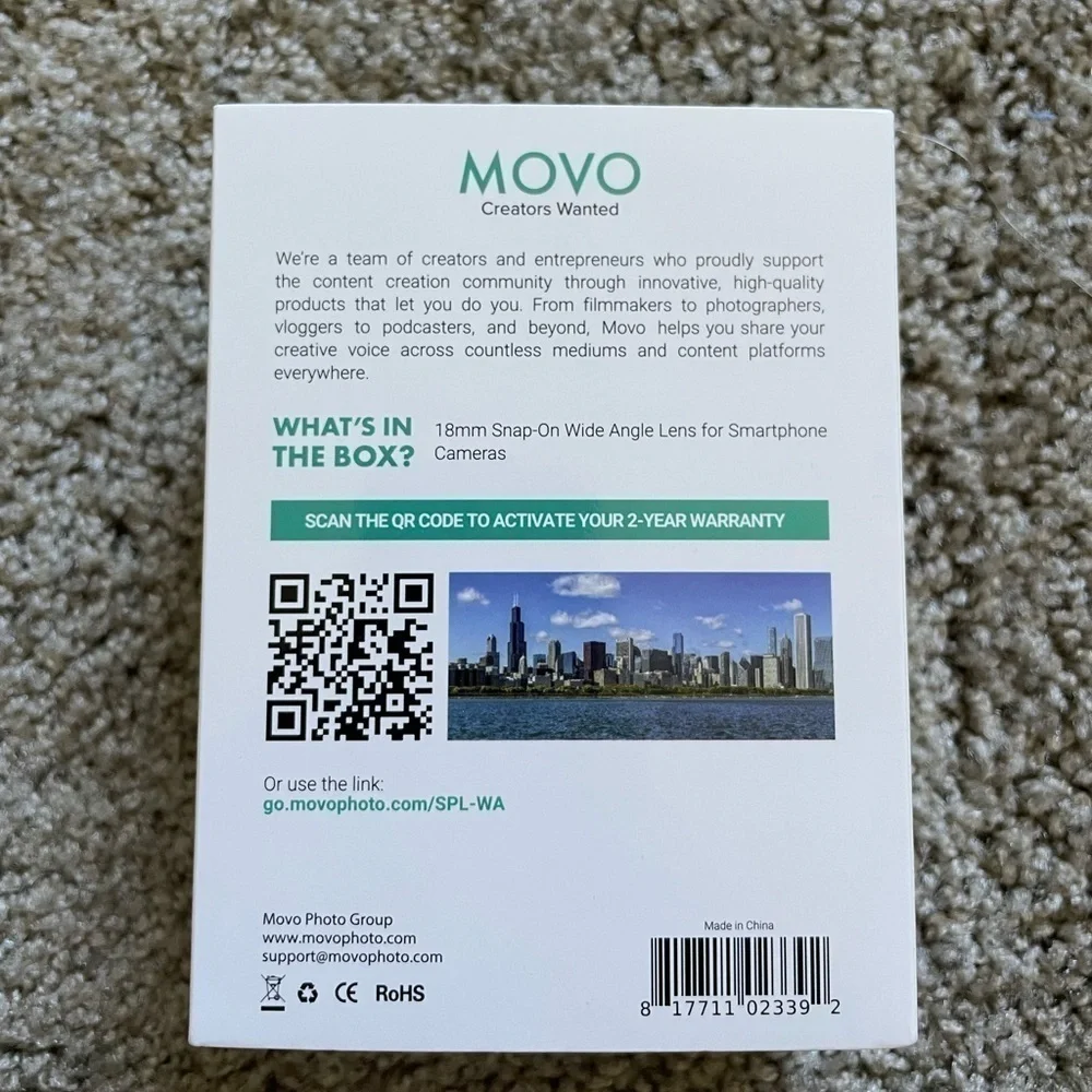 MOVO 18mm Wide Angle Lens (clips on phone camera)